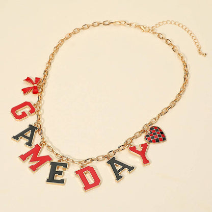 Game Day Red Letter Charm Necklace