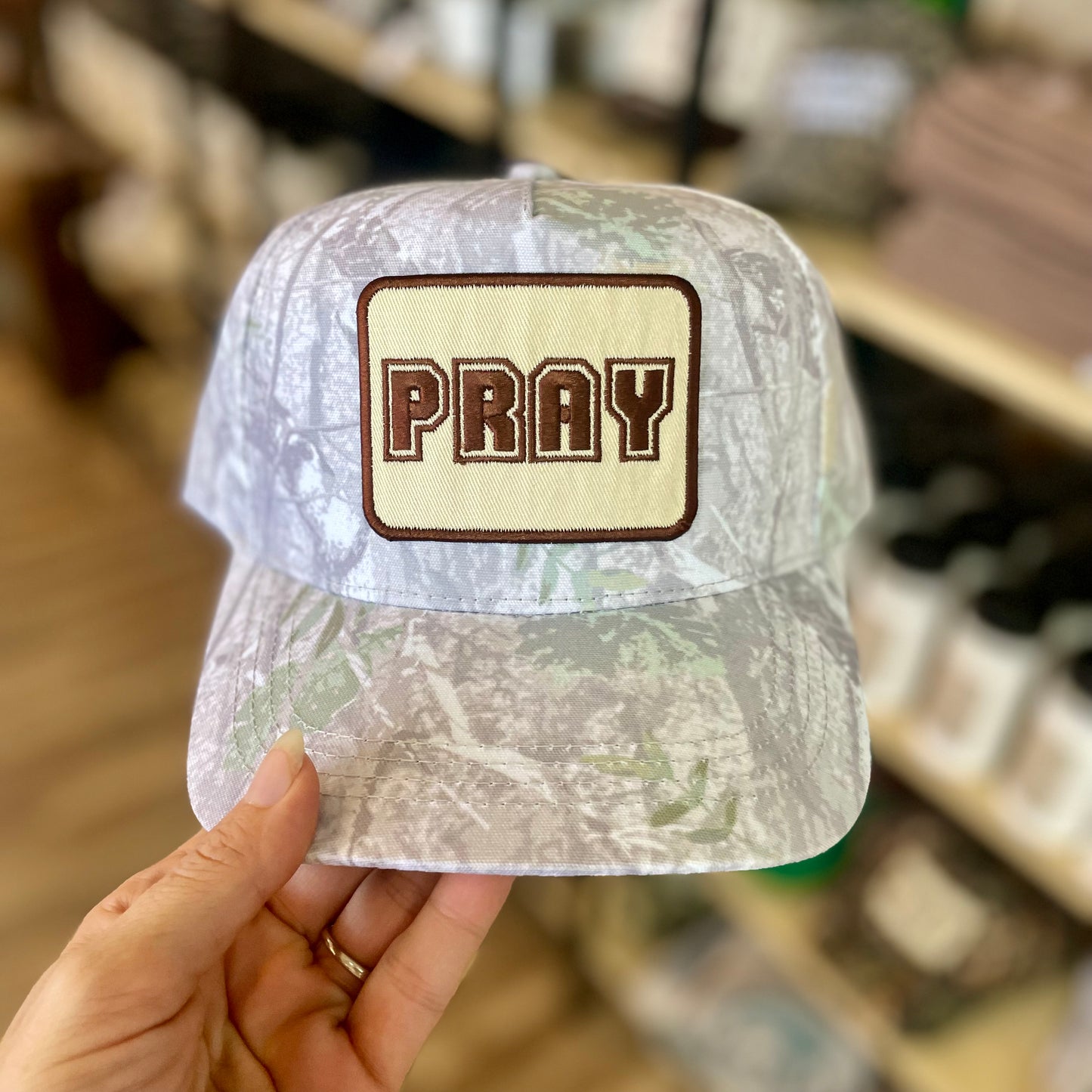 Pray Patch Grey Camo Hat