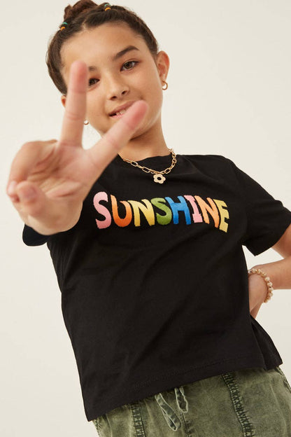 Girls Sunshine Flocked Tee