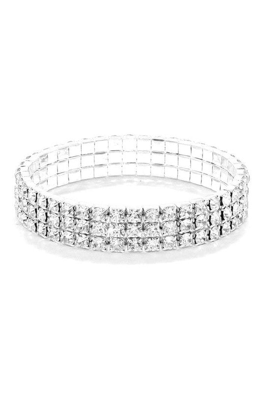 Bordeaux Rhinestone Stretchy Bracelet