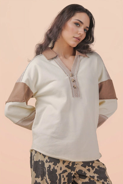 Maher Rugby Button Oversized Top