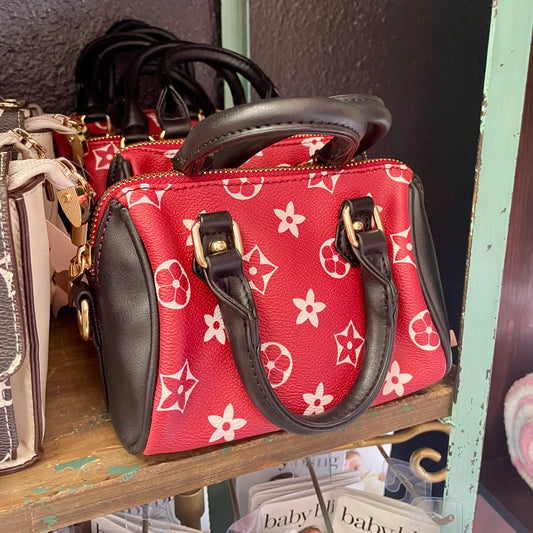 Girls Floral Cylinder Red Bag
