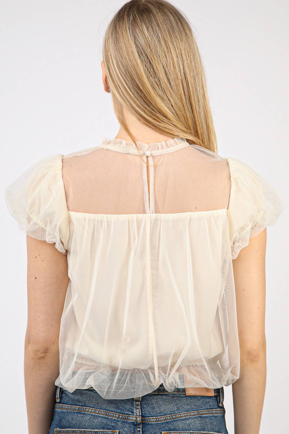 Balletcore Mesh Balloon Blouse