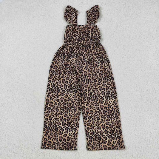 Girls Flutter Sleeve Leopard Jumpsuit