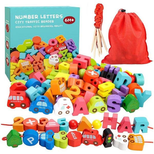 Toddler Wooden Number Letter City Traffic Kit