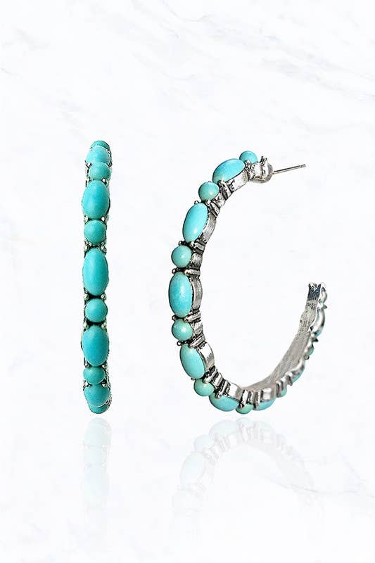 Montana Turquoise Stone Hoops