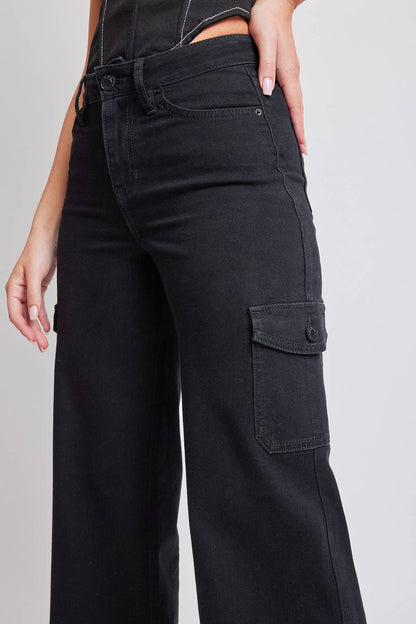 YMI Black Wide Leg Skater Cargo Jeans