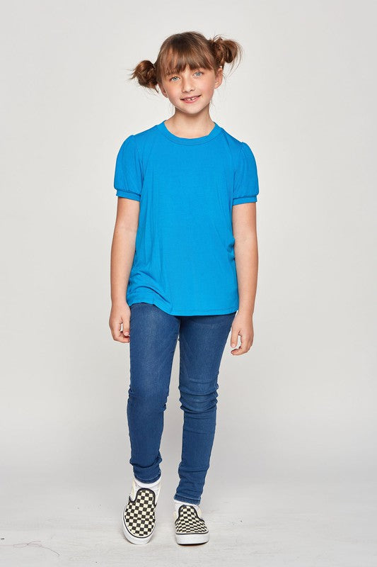 **SALE!** Girls Hyacinth Solid Bubble Sleeve Top