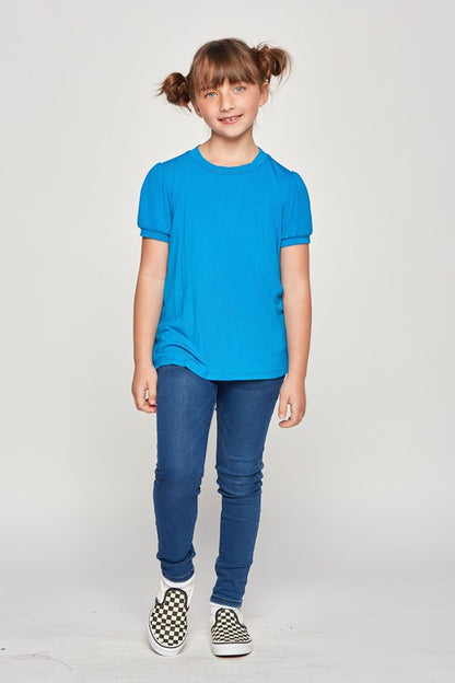 **SALE!** Girls Hyacinth Solid Bubble Sleeve Top
