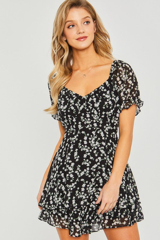 Delta Floral Black Romper