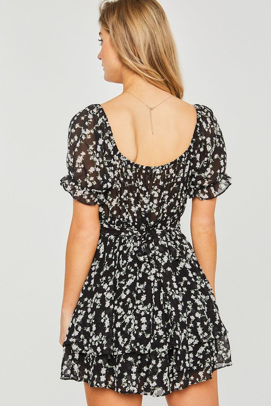 Delta Floral Black Romper