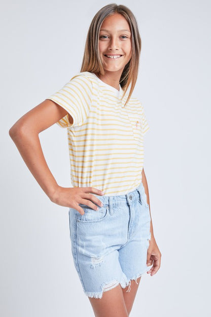 Girls YMI Distressed Jean Shorts