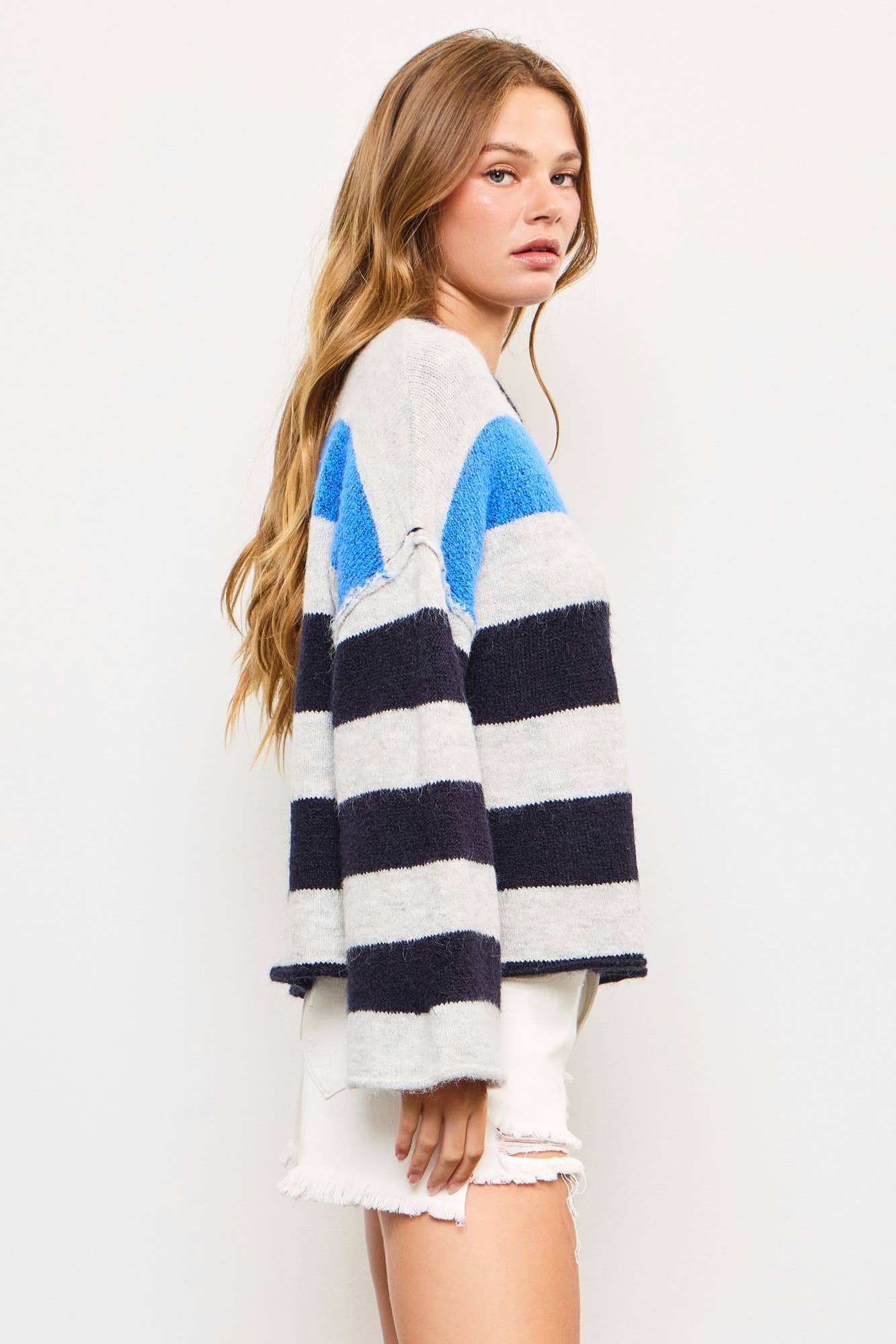 Astrid Black & Royal Stripe Knit Sweater