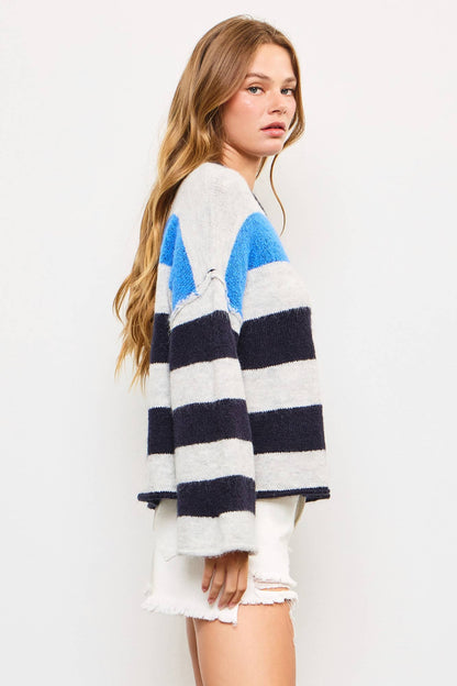 Astrid Black & Royal Stripe Knit Sweater