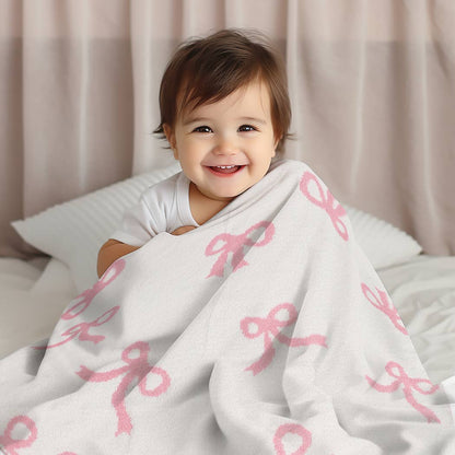 Baby Girls Pink Bow Microfiber Blanket