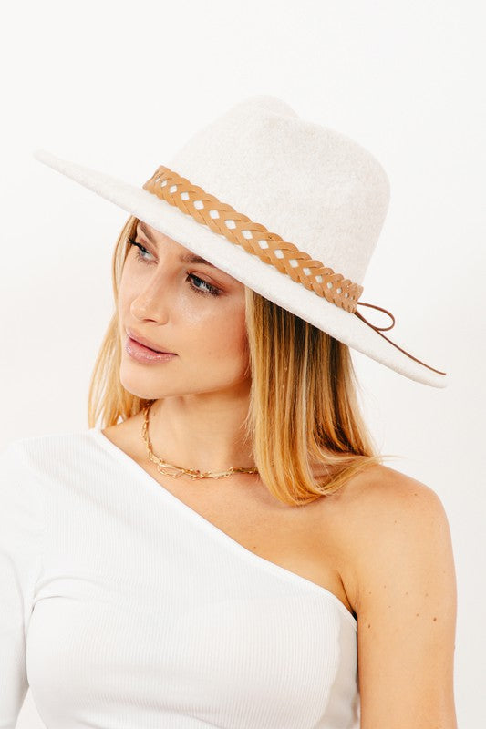 Oatmeal Braided Wide Brim Hat