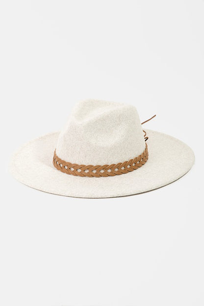 Oatmeal Braided Wide Brim Hat