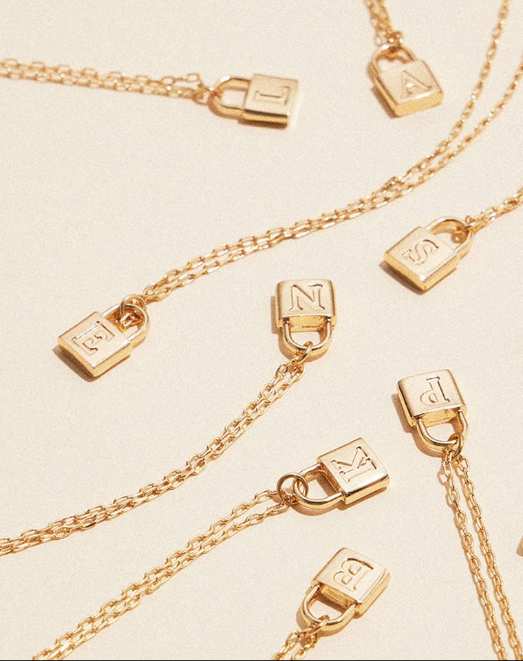 Cameron Initial Lock Pendant Necklace