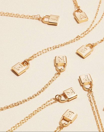 Cameron Initial Lock Pendant Necklace