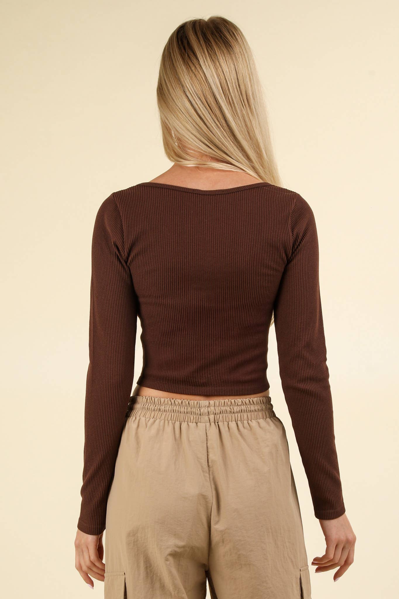 Central Ribbed Long Sleeve Crop