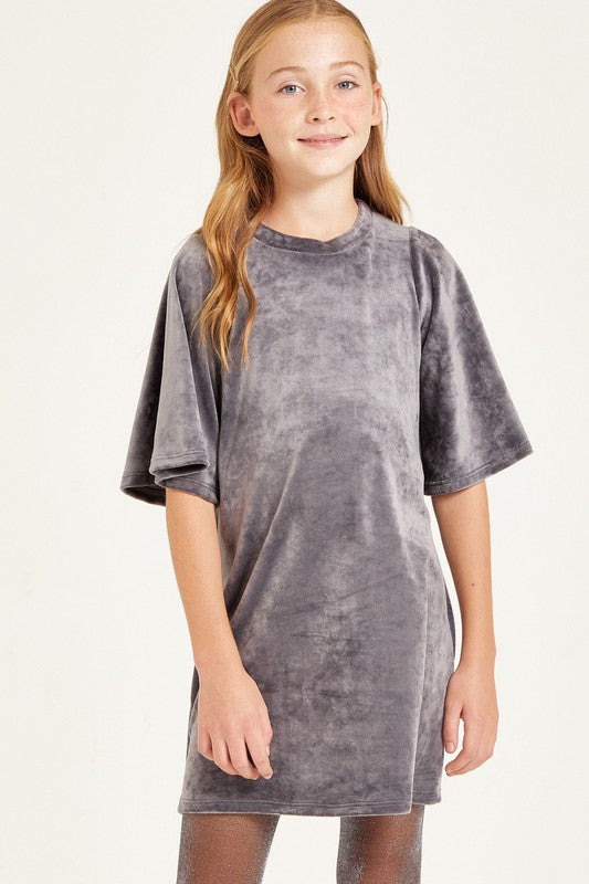 Girls Velvet Tshirt Dress