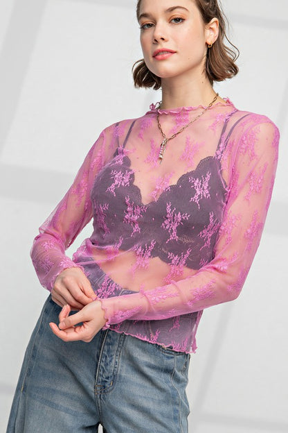 Sun City Lace Long Sleeve Top