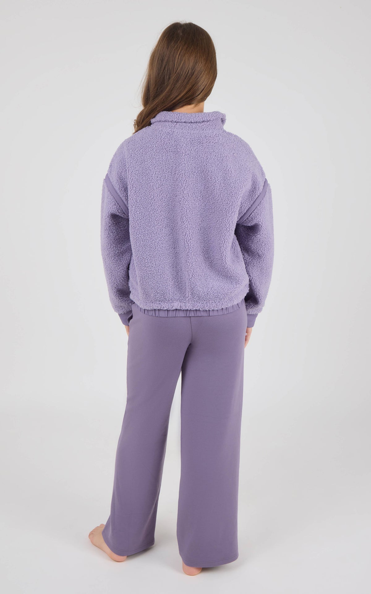 Girls Sherpa Pullover Purple Pant Set
