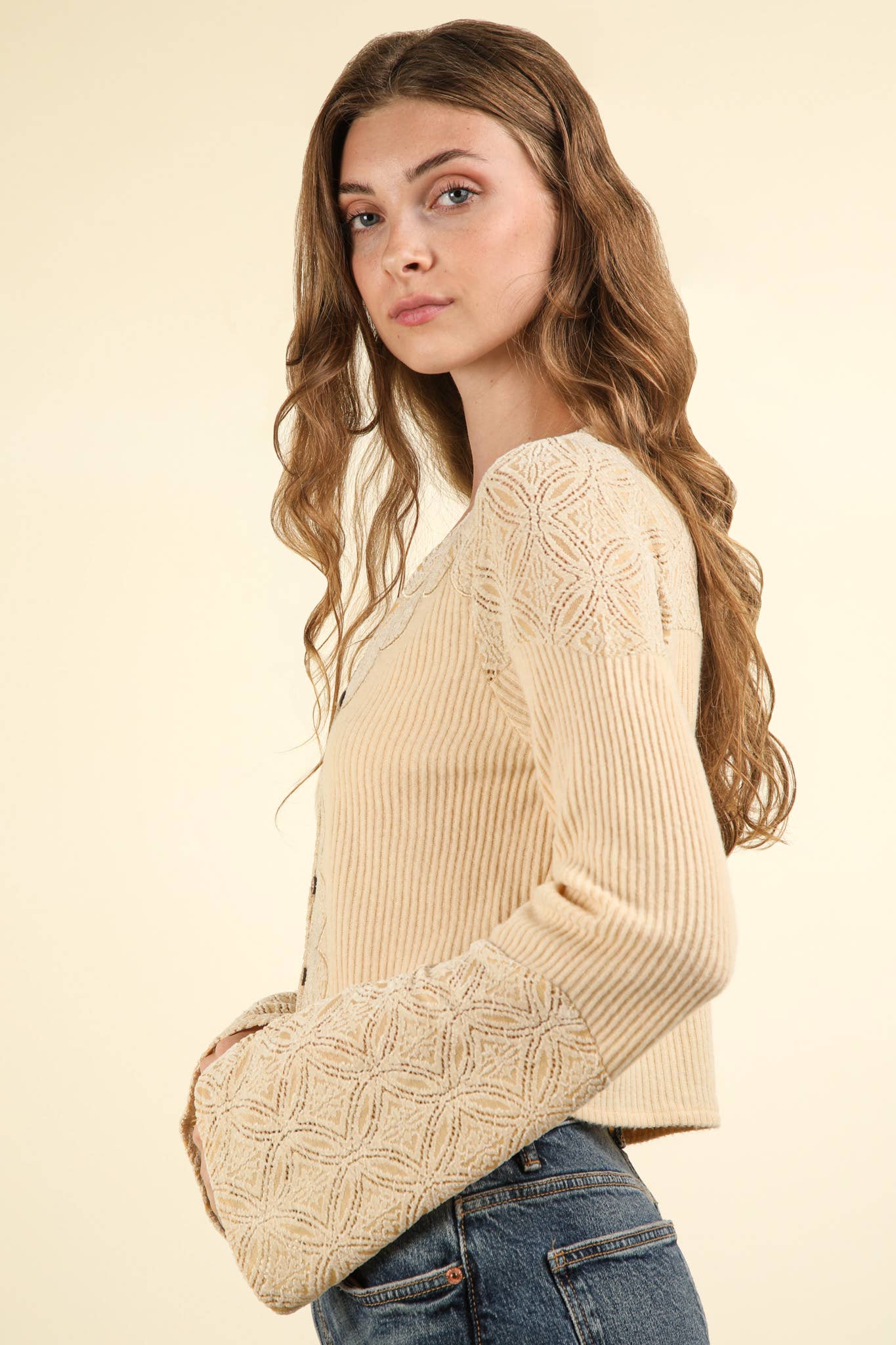 Montrouge Lace Detail Button Down Top