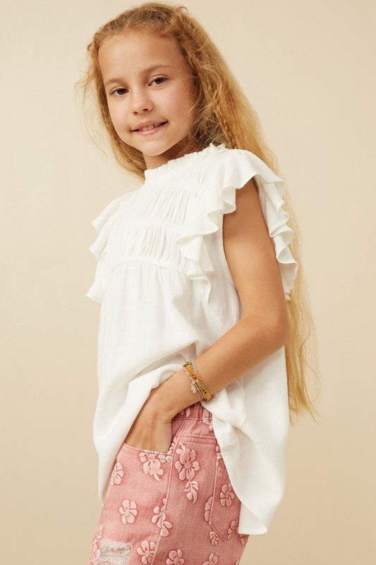 Girls Smocked Ruffle Top