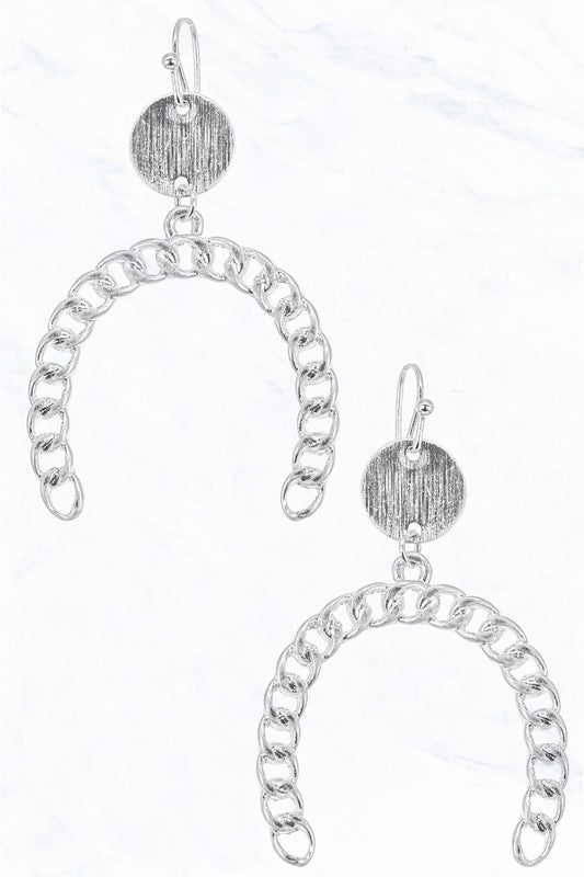 Horse Shoe Chain Earrings