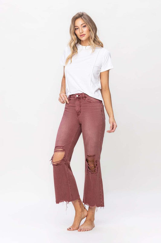 Leslie Vervet Mauve Crop Flares