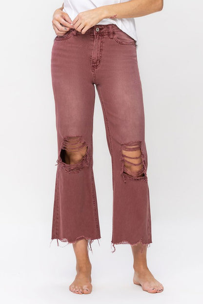 Leslie Vervet Mauve Crop Flares