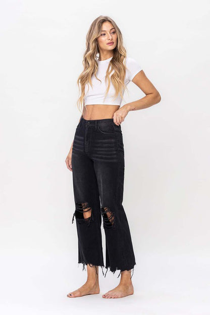 Leslie Vervet Black Crop Flares