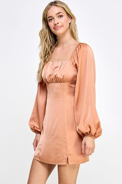 Wren Satin Balloon Sleeve Dress