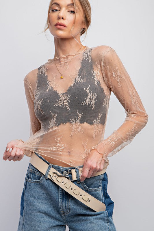 Sun City Lace Long Sleeve Top