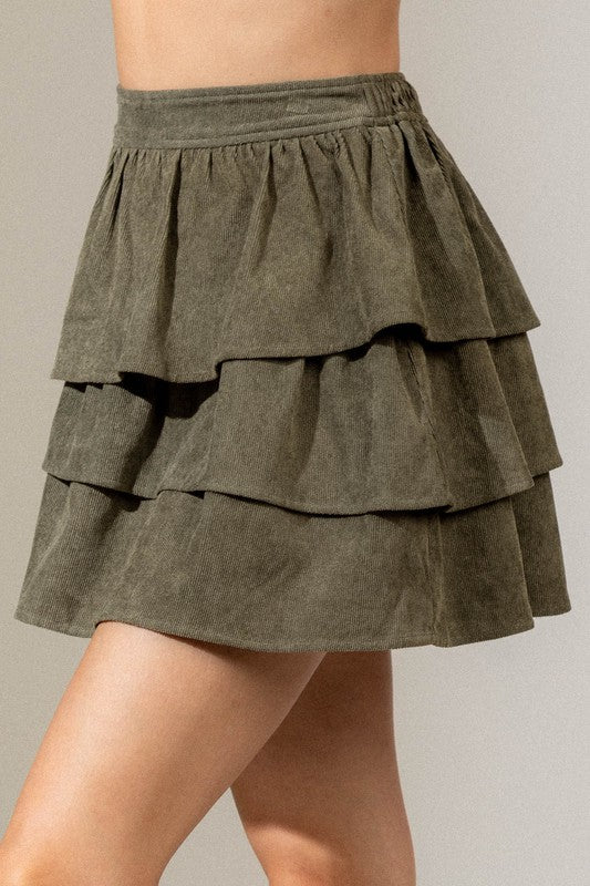 Phantom Corduroy Ruffle Skirt