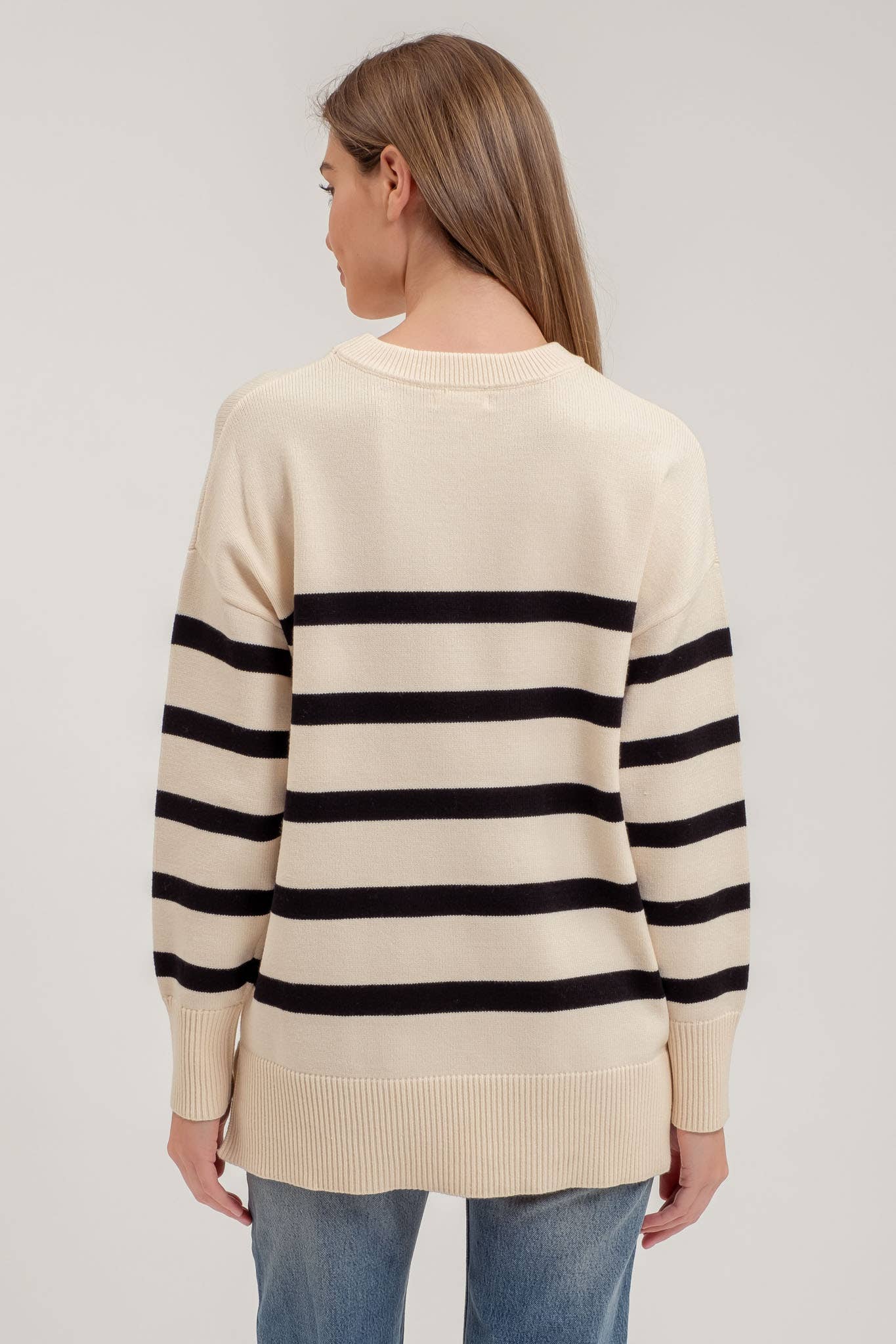 Carlin Oversized Striped Side Slit Sweater