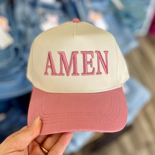 Amen Puff Embroidered Rose Hat