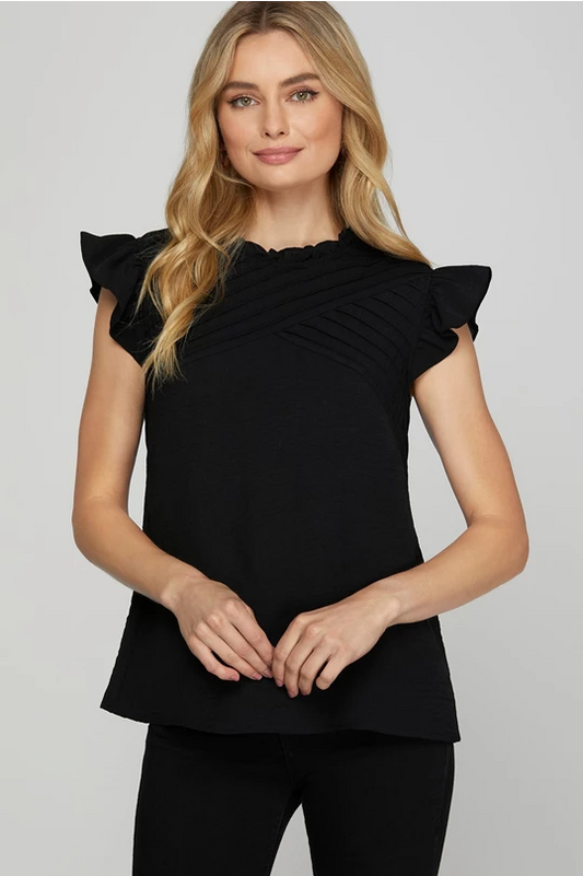 Cady Pintuck Flutter Blouse