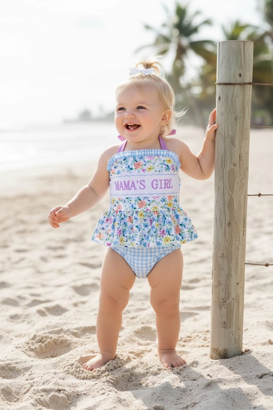 Girls Mama's Girl Gingham Swimsuit
