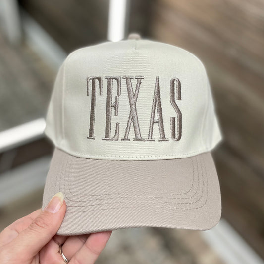 Texas Embroidered Taupe Hat