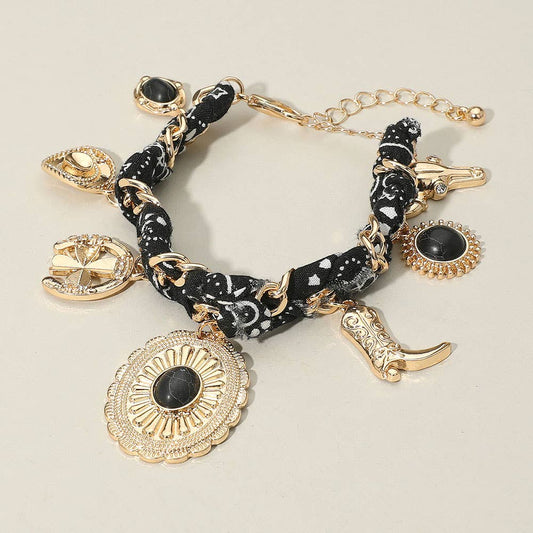 Bluebird Bandana Charm Black Bracelet