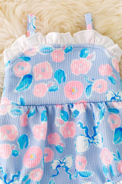 Baby Girls Light Blue Rosette Romper