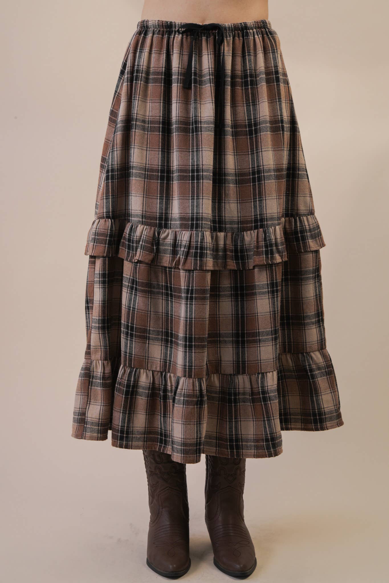 Saffron Plaid Flannel Maxi Skirt