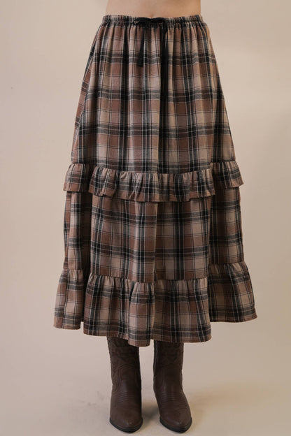 Saffron Plaid Flannel Maxi Skirt