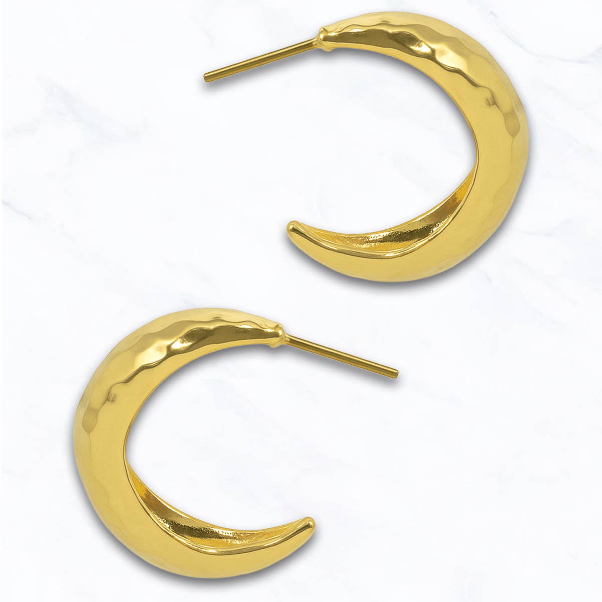 Rosalind Hammered Crescent Hoops