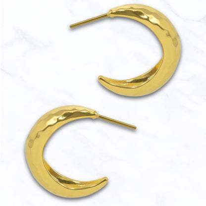 Rosalind Hammered Crescent Hoops