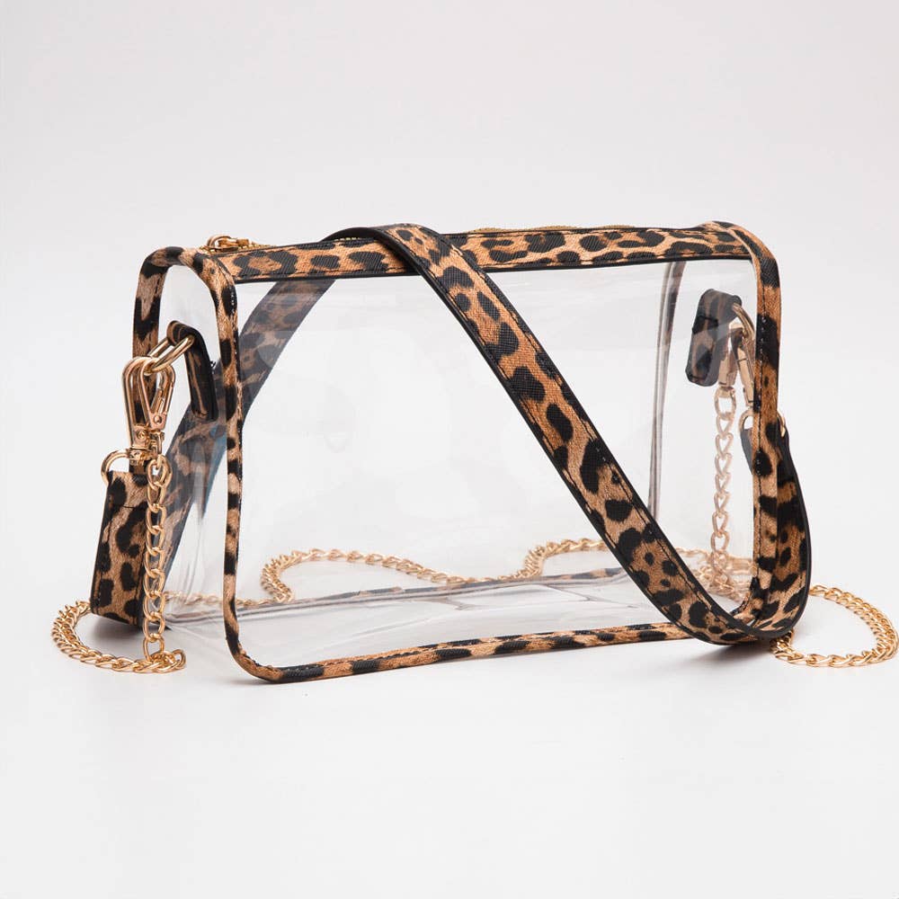 Clear Rectangle Leopard Crossbody Bag