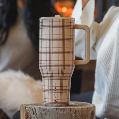 HydroJug Blair Brown Plaid Water Bottle