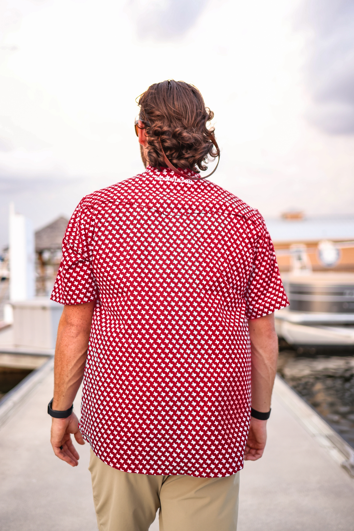 Mens Salt Water Soul TX Pearl Snap Houston Red Fishing Shirt